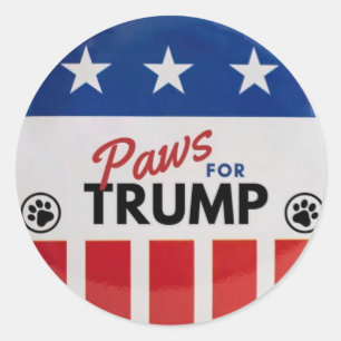 Redonda pegatina del logotipo "Paws for Trump" rojo, blanc