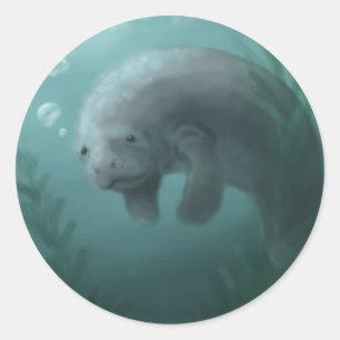 Redonda Pegatina del Manatee