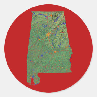 Redonda Pegatina del mapa de Alabama