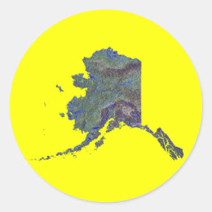 Redonda Pegatina del mapa de Alaska
