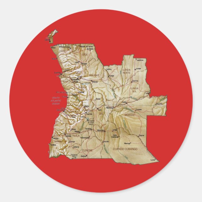 Redonda Pegatina del mapa de Angola (Anverso)