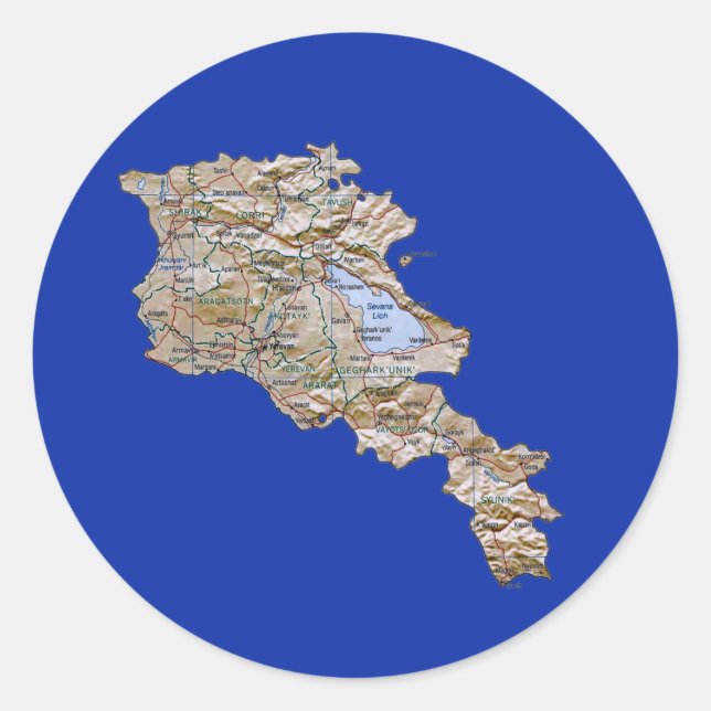Redonda Pegatina del mapa de Armenia (Anverso)