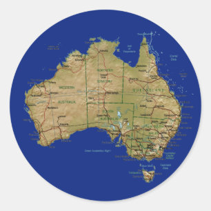 Redonda Pegatina del mapa de Australia
