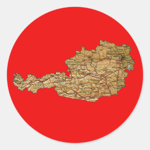 Redonda Pegatina del mapa de Austria