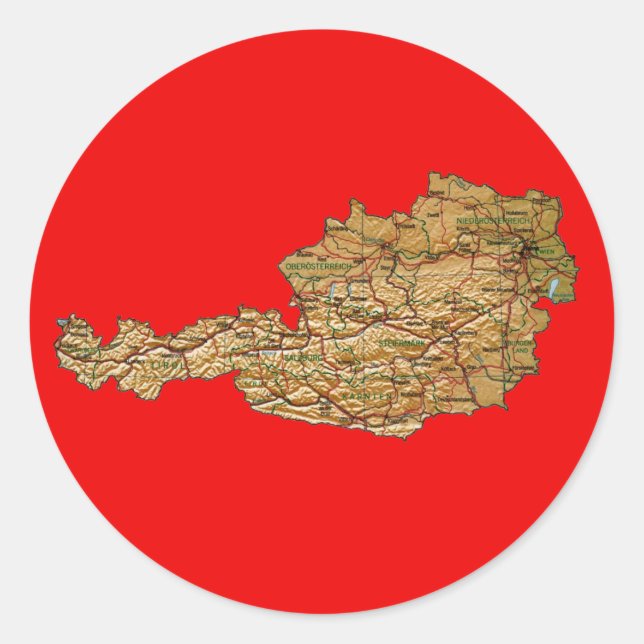 Redonda Pegatina del mapa de Austria (Anverso)