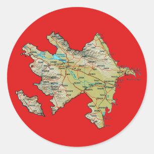 Redonda Pegatina del mapa de Azerbaiyán
