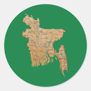 Redonda Pegatina del mapa de Bangladesh