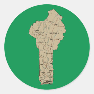Redonda Pegatina del mapa de Benín