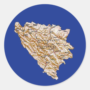 Redonda Pegatina del mapa de Bosnia-Herzegovina