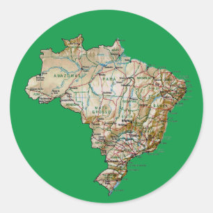 Redonda Pegatina del mapa de Brasil