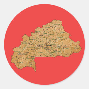 Redonda Pegatina del mapa de Burkina Faso