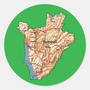 Redonda Pegatina del mapa de Burundi