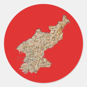 Redonda Pegatina del mapa de Corea del Norte