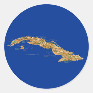 Redonda Pegatina del mapa de Cuba