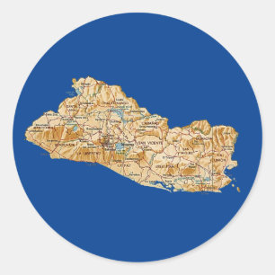 Redonda Pegatina del mapa de El Salvador
