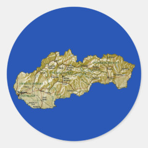 Redonda Pegatina del mapa de Eslovaquia