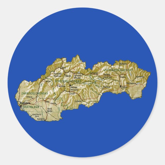 Redonda Pegatina del mapa de Eslovaquia (Anverso)