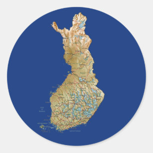 Redonda Pegatina del mapa de Finlandia