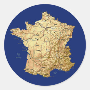 Redonda Pegatina del mapa de Francia