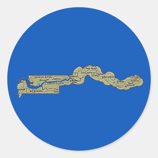 Redonda Pegatina del mapa de Gambia (Anverso)