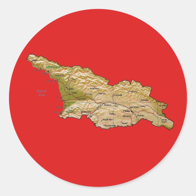 Redonda Pegatina del mapa de Georgia (Anverso)