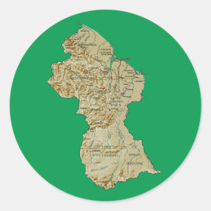 Redonda Pegatina del mapa de Guyana
