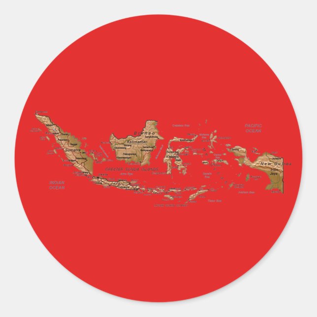 Redonda Pegatina del mapa de Indonesia (Anverso)
