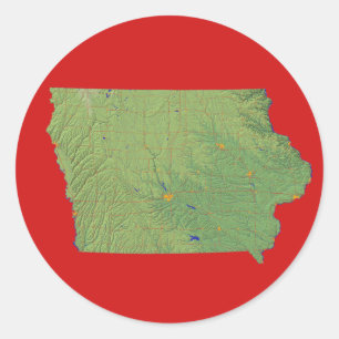 Redonda Pegatina del mapa de Iowa