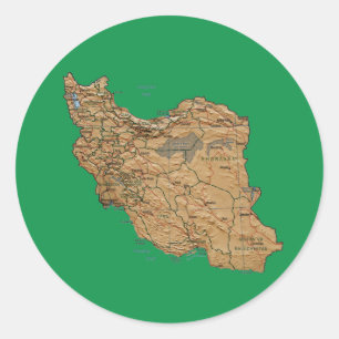 Redonda Pegatina del mapa de Irán
