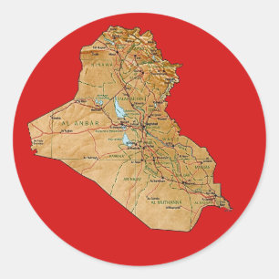 Redonda Pegatina del mapa de Iraq