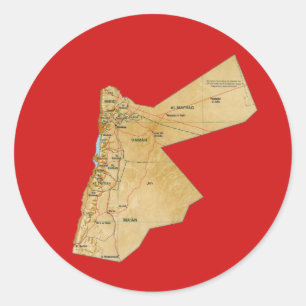 Redonda Pegatina del mapa de Jordania