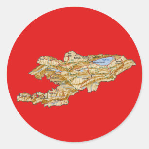 Redonda Pegatina del mapa de Kirguistán