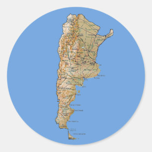 Redonda Pegatina del mapa de la Argentina