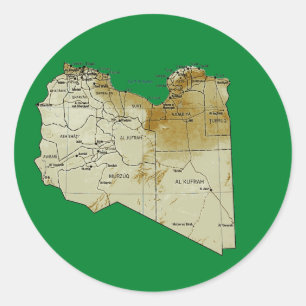 Redonda Pegatina del mapa de Libia