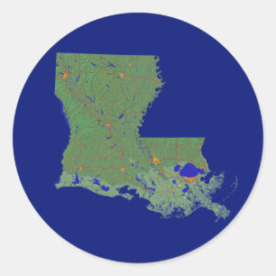 Redonda Pegatina del mapa de Louisiana