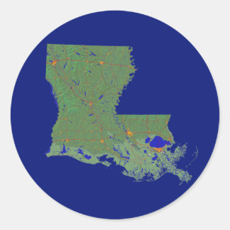 Redonda Pegatina del mapa de Louisiana