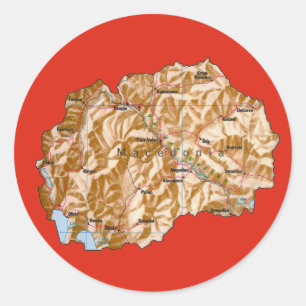 Redonda Pegatina del mapa de Macedonia del Norte