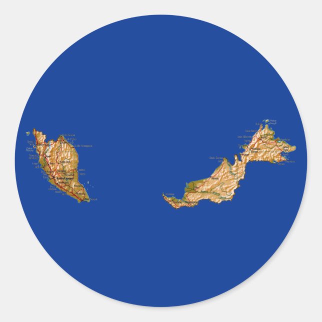 Redonda Pegatina del mapa de Malasia (Anverso)