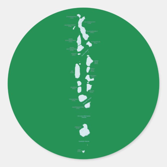 Redonda Pegatina del mapa de Maldivas (Anverso)