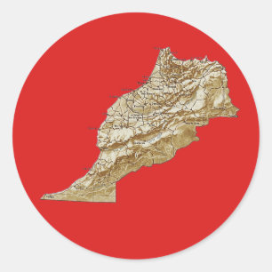 Redonda Pegatina del mapa de Marruecos