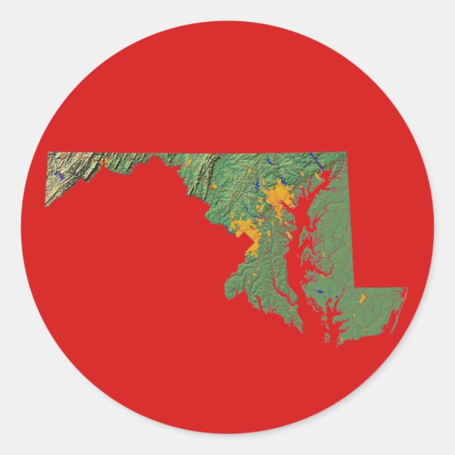 Redonda Pegatina del mapa de Maryland (Anverso)