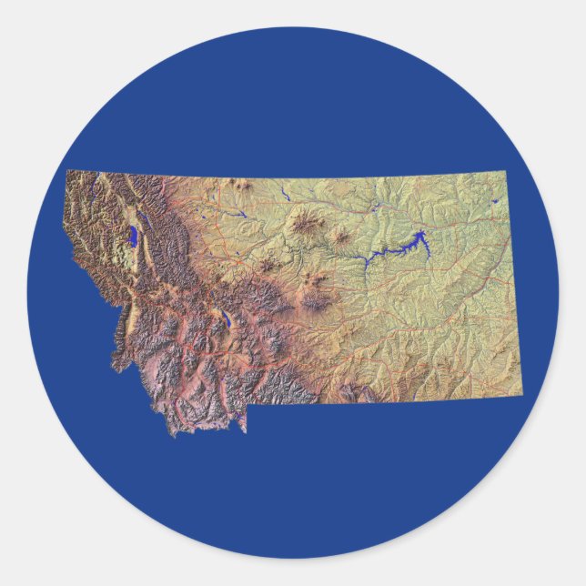Redonda Pegatina del mapa de Montana (Anverso)