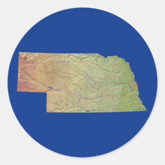 Redonda Pegatina del Mapa de Nebraska