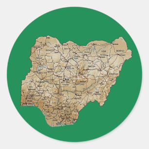 Redonda Pegatina del mapa de Nigeria