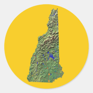 Redonda Pegatina del Mapa de Nuevo Hampshire