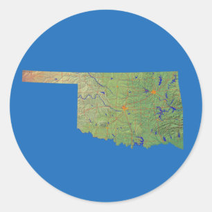 Redonda Pegatina del mapa de Oklahoma