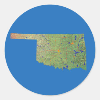Redonda Pegatina del mapa de Oklahoma
