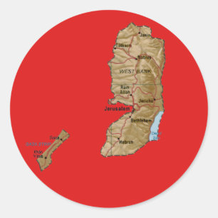 Redonda Pegatina del mapa de Palestina