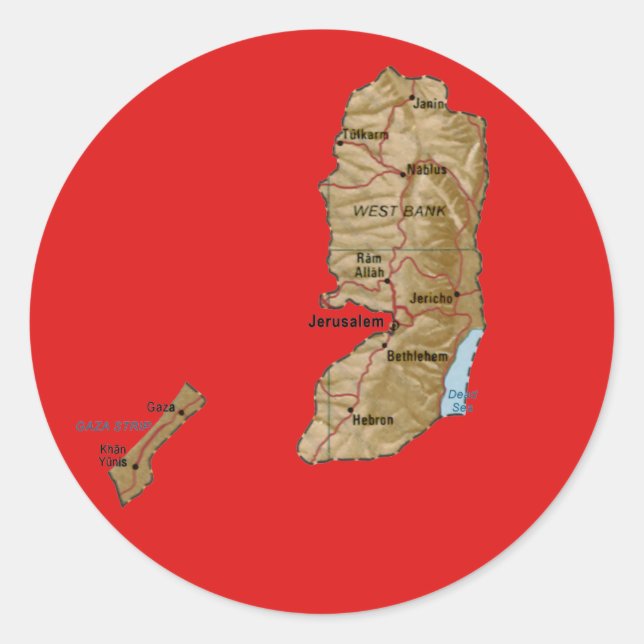 Redonda Pegatina del mapa de Palestina (Anverso)