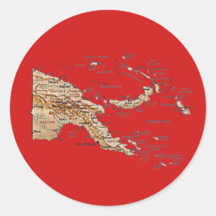 Redonda Pegatina del mapa de Papúa Nueva Guinea